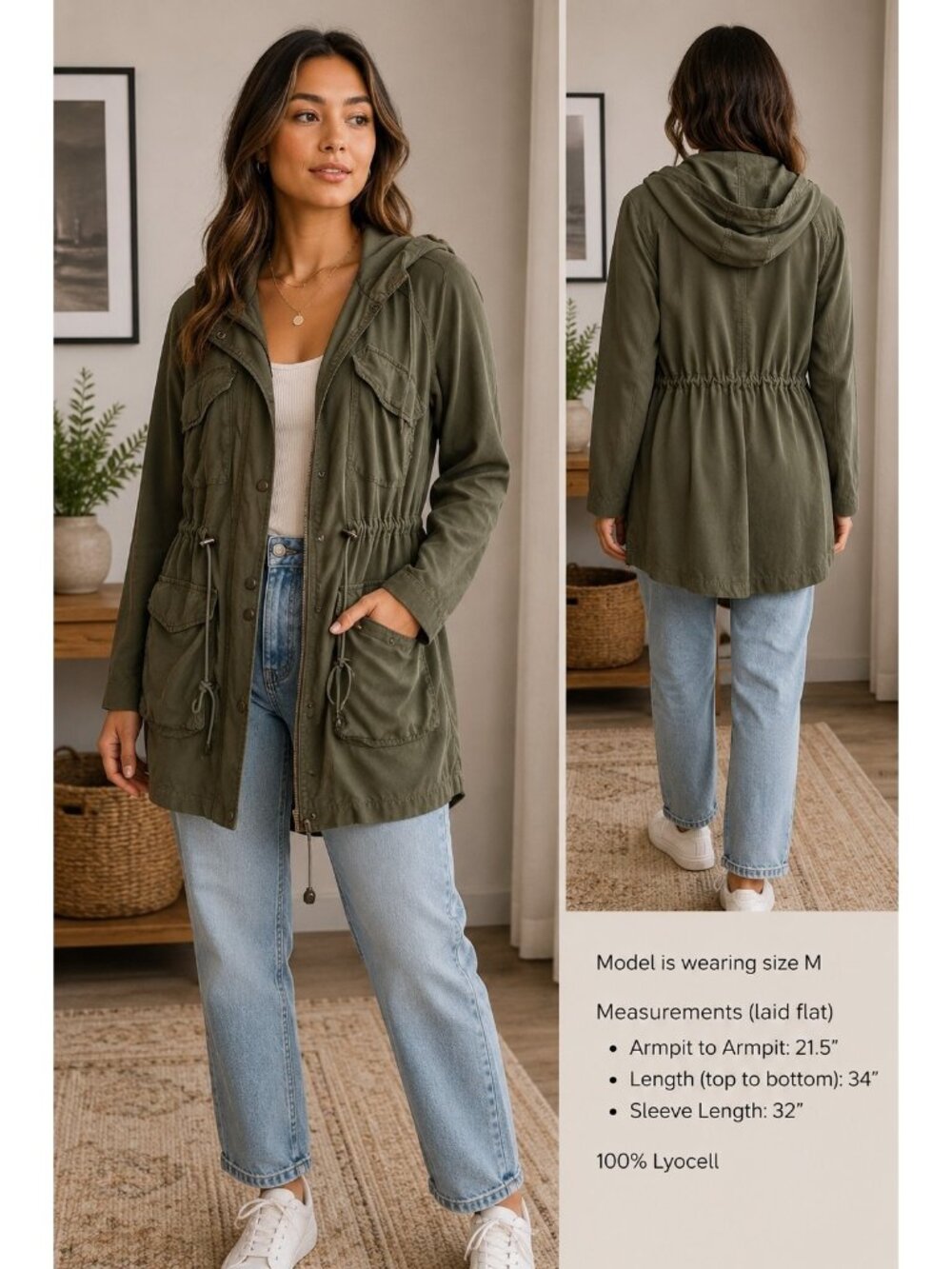 American Eagle Women’s Medium Olive Green Utility Field Jacket Gorpcore Utility